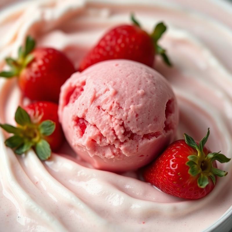Erdbeereis mit frischen Erdbeeren