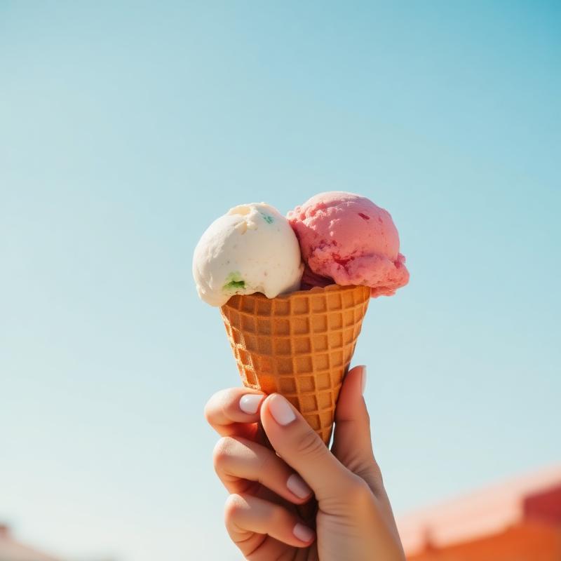 Eiskugeln in der Sonne